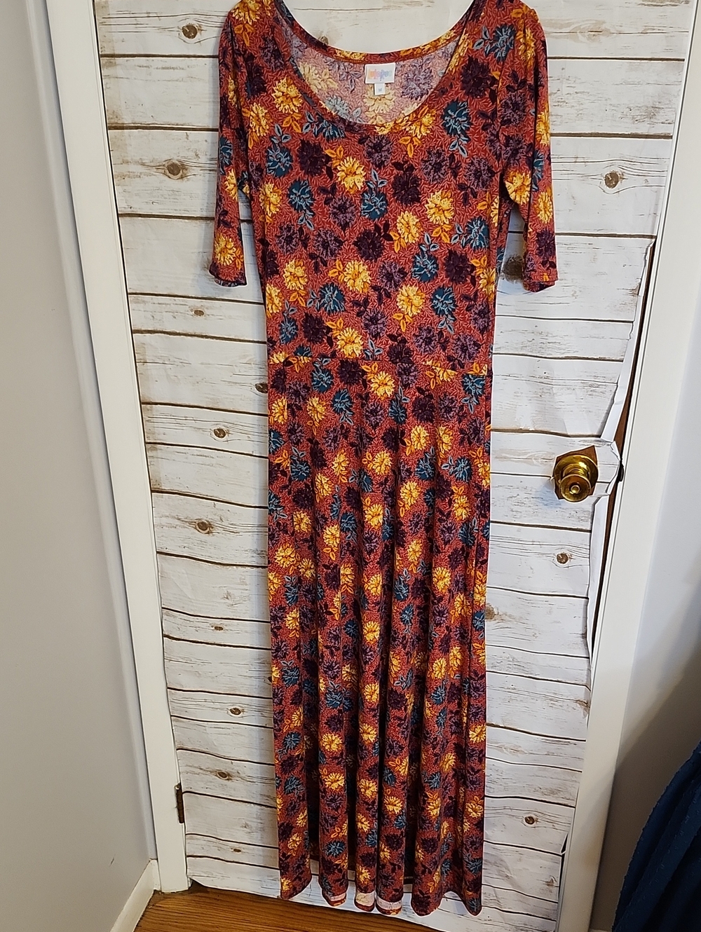LuLaRoe Floral Maxi Dress in Pink, Yellow, Teal